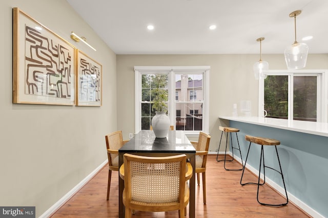 7504 Oldham Way, Alexandria, VA 22315 - dining space featuring baseboards, wood finished floors, and recessed lighting