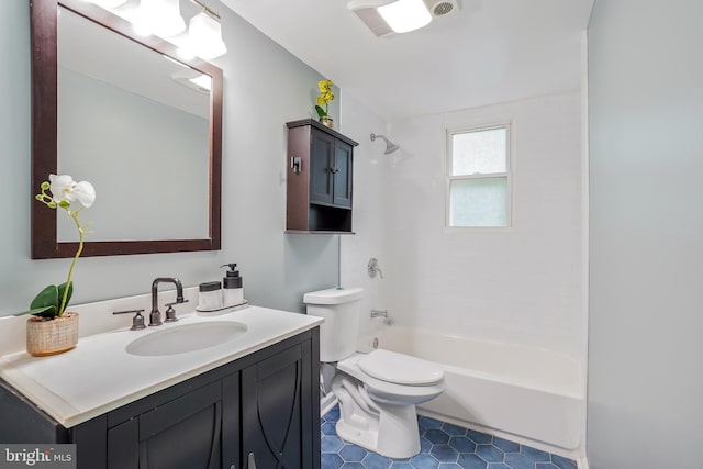 7906 Garland Ave, Takoma Park, MD 20912 - bathroom featuring vanity, tile patterned flooring, bathtub / shower combination, and toilet