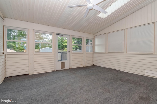 27 Holcumb Ct, Baltimore, MD 21220 - unfurnished sunroom with a ceiling fan and lofted ceiling