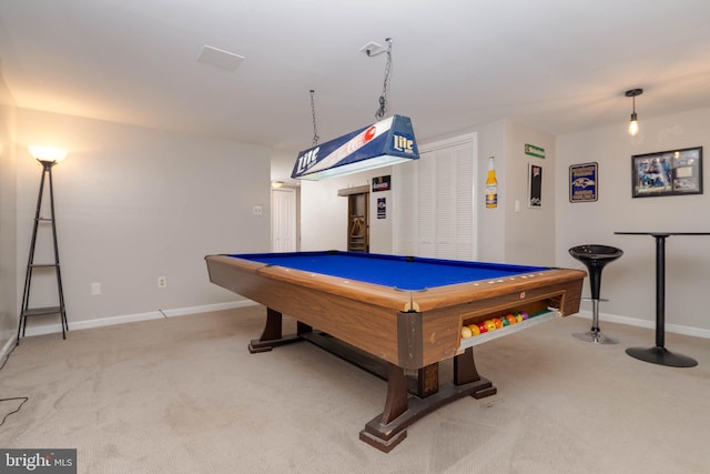 27 Holcumb Ct, Baltimore, MD 21220 - game room with light carpet, baseboards, and pool table