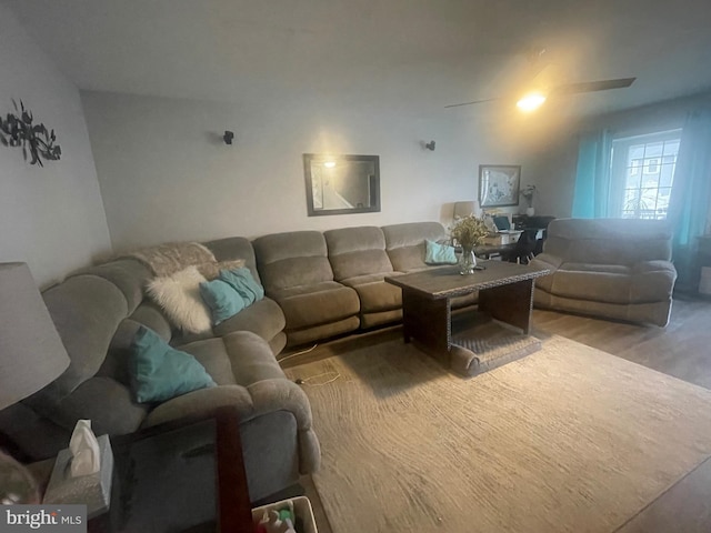 27 Holcumb Ct, Baltimore, MD 21220 - living area featuring wood finished floors and ceiling fan