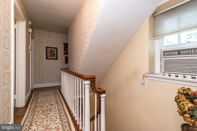 1431 Wheatsheaf Ln, Abington, PA 19001 - hallway featuring wood finished floors, wallpapered walls, and baseboards