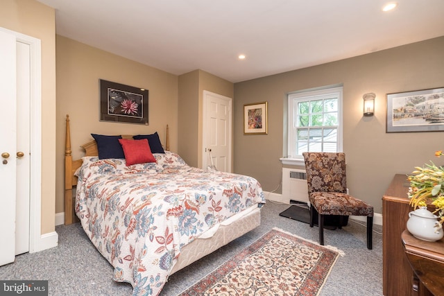 1431 Wheatsheaf Ln, Abington, PA 19001 - carpeted bedroom with baseboards, radiator, and recessed lighting