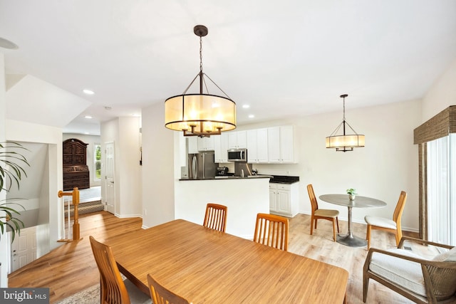 25366 Ashbury, Chantilly, VA 20152 - dining space with a chandelier, light wood-type flooring, baseboards, and recessed lighting
