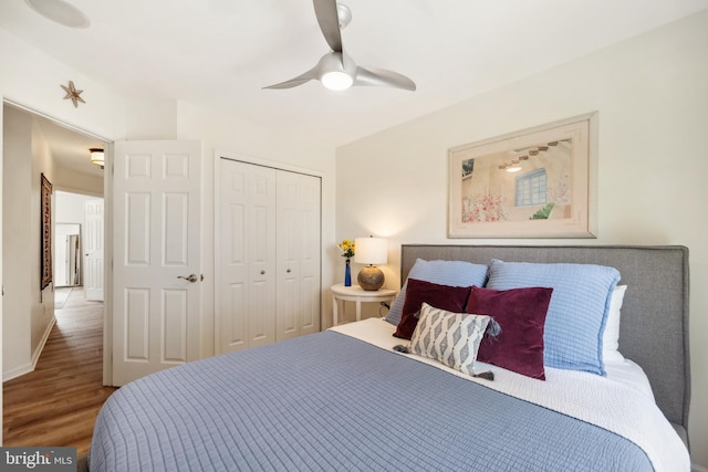 25366 Ashbury, Chantilly, VA 20152 - bedroom featuring wood finished floors, a closet, a ceiling fan, and baseboards