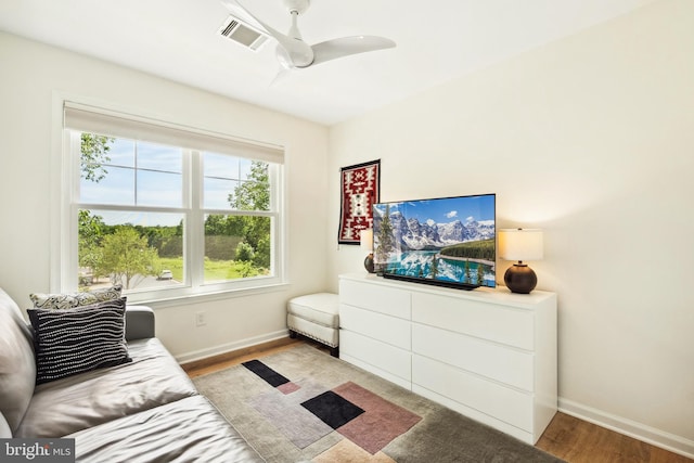 25366 Ashbury, Chantilly, VA 20152 - living room featuring ceiling fan, baseboards, and wood finished floors