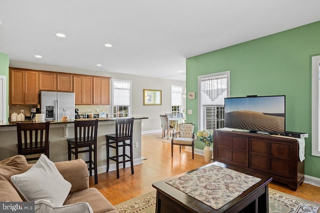 26360 Timbercreek Ln, Millsboro, DE 19966 - living area with light wood finished floors, recessed lighting, and baseboards