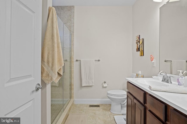 26360 Timbercreek Ln, Millsboro, DE 19966 - full bath with vanity, toilet, a stall shower, tile patterned flooring, and baseboards
