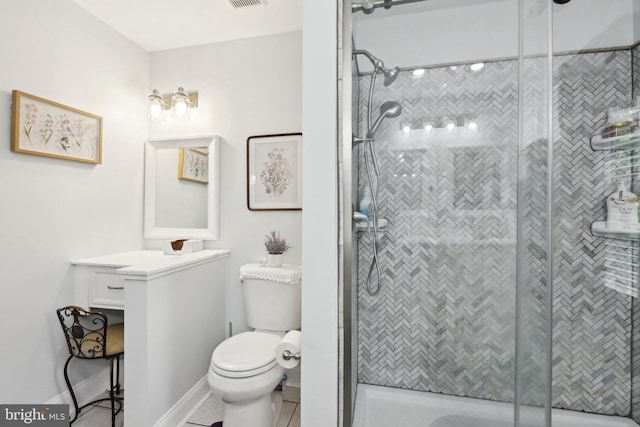 9410 Carleigh Ct, Owings, MD 20736 - full bath featuring toilet, a shower stall, tile patterned floors, and baseboards