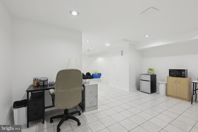 9410 Carleigh Ct, Owings, MD 20736 - home office with baseboards, recessed lighting, and light tile patterned flooring