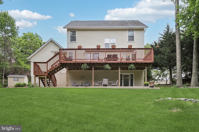 9410 Carleigh Ct, Owings, MD 20736 - back of house with a deck, stairs, and a lawn