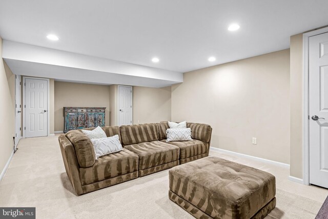 4047 Holly Way, Doylestown, PA 18902 - living room with light colored carpet, recessed lighting, and baseboards