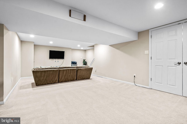 4047 Holly Way, Doylestown, PA 18902 - unfurnished living room featuring baseboards, recessed lighting, and carpet floors