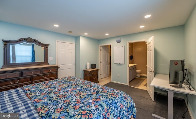193 S Savanna Dr, Pottstown, PA 19465 - carpeted bedroom featuring recessed lighting, ensuite bathroom, and baseboards