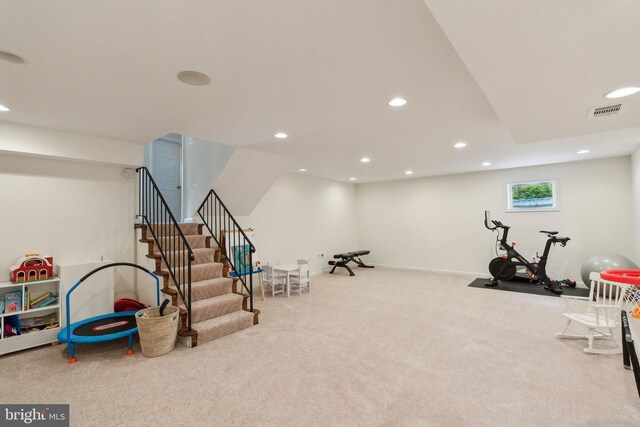 9212 E Parkhill Dr, Bethesda, MD 20814 - workout area featuring carpet flooring, recessed lighting, and baseboards