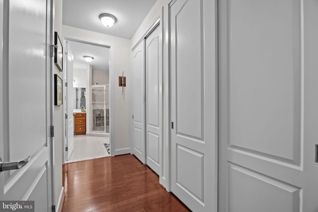 5328 Meridian Blvd, Warrington, PA 18976 - corridor featuring dark wood-style floors and baseboards