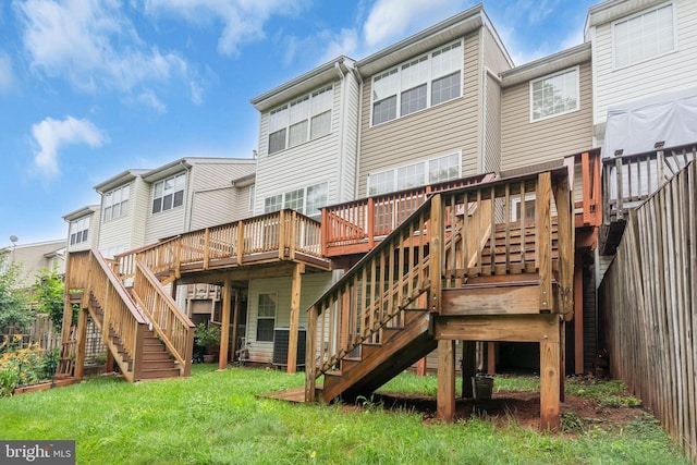 20524 Blue Heron Ter, Sterling, VA 20165 - rear view of property with stairway, a deck, and a lawn