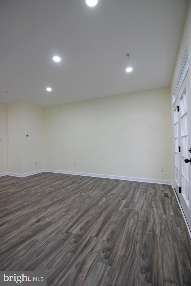 3655 Islington St, Frederick, MD 21704 - spare room with dark wood-type flooring, baseboards, recessed lighting, and a pendent fire sprinkler