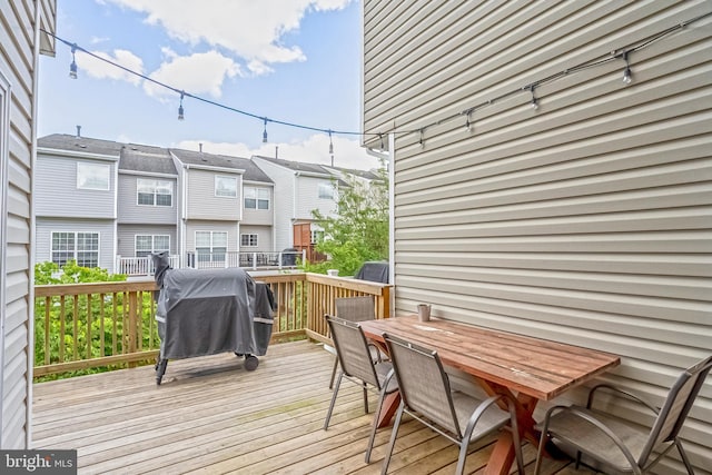 222 Hawks View Sq SE, Leesburg, VA 20175 - wooden terrace featuring outdoor dining space, area for grilling, and a residential view