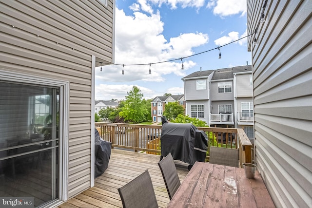 222 Hawks View Sq SE, Leesburg, VA 20175 - deck with a residential view, a grill, and outdoor dining space