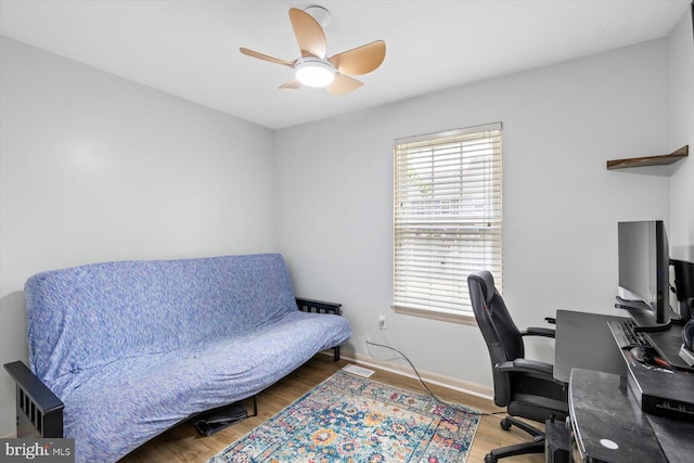 1931 Fort Monroe Ct, Dumfries, VA 22026 - office area featuring healthy amount of natural light, ceiling fan, and wood finished floors