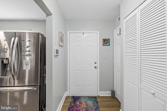 1931 Fort Monroe Ct, Dumfries, VA 22026 - kitchen featuring stainless steel refrigerator with ice dispenser and dark wood-style floors
