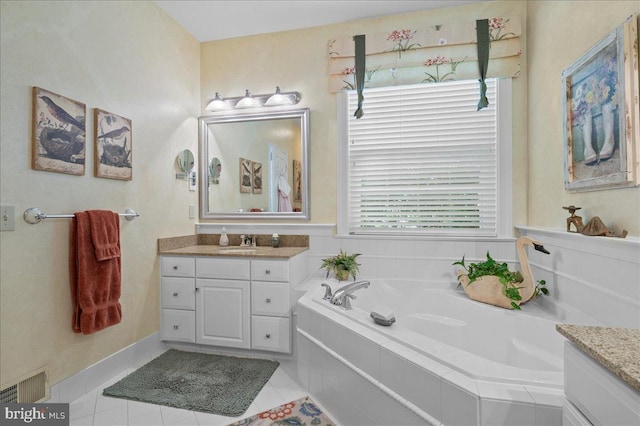111 Brookline Ct, Avondale, PA 19311 - bathroom with vanity, a garden tub, and tile patterned floors