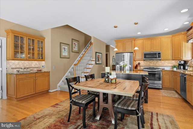 111 Brookline Ct, Avondale, PA 19311 - dining room featuring light wood finished floors, stairs, and recessed lighting