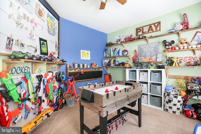 550 Long Meadow Dr, Fredericksburg, VA 22406 - recreation room featuring carpet and ceiling fan