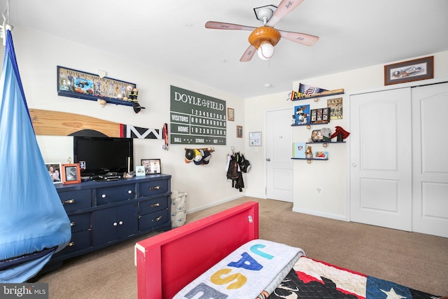 550 Long Meadow Dr, Fredericksburg, VA 22406 - carpeted bedroom with a ceiling fan and a closet