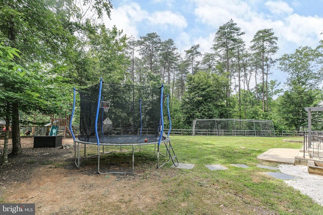 550 Long Meadow Dr, Fredericksburg, VA 22406 - view of yard with a trampoline and a playground