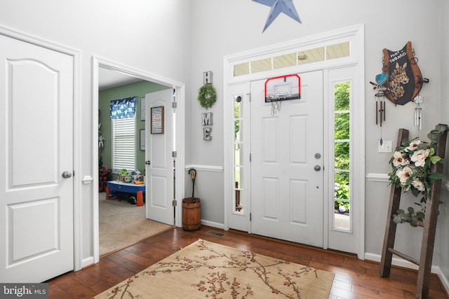 550 Long Meadow Dr, Fredericksburg, VA 22406 - foyer featuring dark wood-style flooring and a towering ceiling