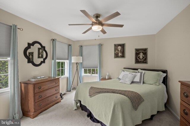 4 False Heather Way, Medford, NJ 08055 - bedroom with light colored carpet, multiple windows, and a ceiling fan