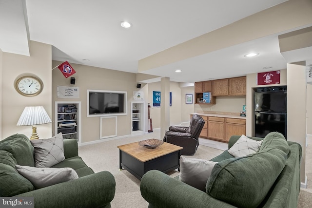 4 False Heather Way, Medford, NJ 08055 - living room with light carpet, recessed lighting, and baseboards