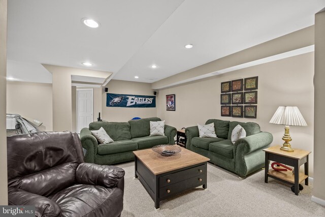 4 False Heather Way, Medford, NJ 08055 - living area featuring light carpet and recessed lighting
