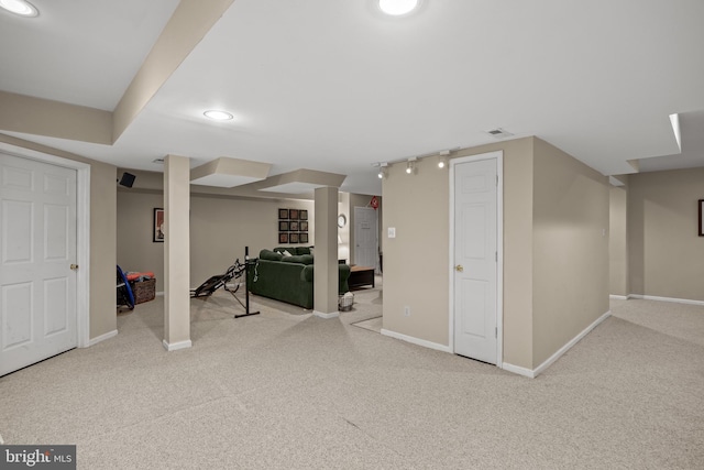 4 False Heather Way, Medford, NJ 08055 - finished below grade area featuring carpet, baseboards, and recessed lighting