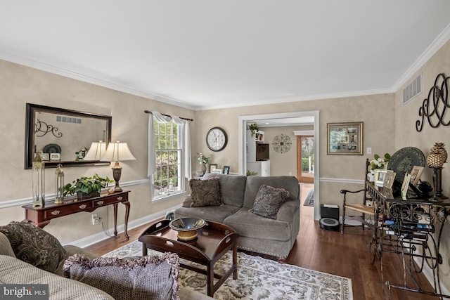 4 False Heather Way, Medford, NJ 08055 - living area with hardwood / wood-style floors, ornamental molding, and baseboards