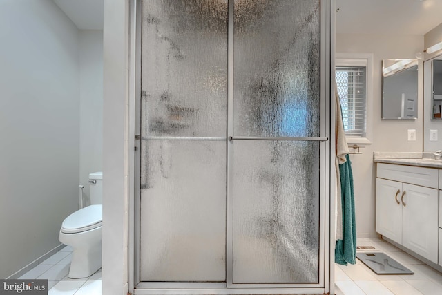 2409 Lightfoot Dr, Baltimore, MD 21209 - full bathroom with tile patterned flooring, vanity, a shower stall, and toilet