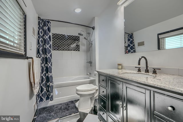 2409 Lightfoot Dr, Baltimore, MD 21209 - bathroom with toilet, vanity, shower / bathtub combination with curtain, and recessed lighting