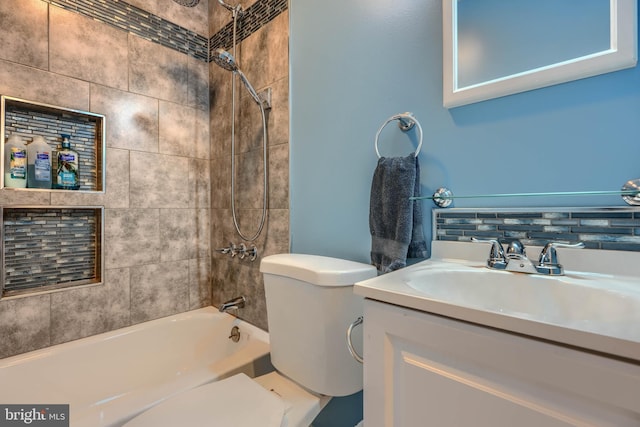 2409 Lightfoot Dr, Baltimore, MD 21209 - bathroom featuring washtub / shower combination, vanity, and toilet
