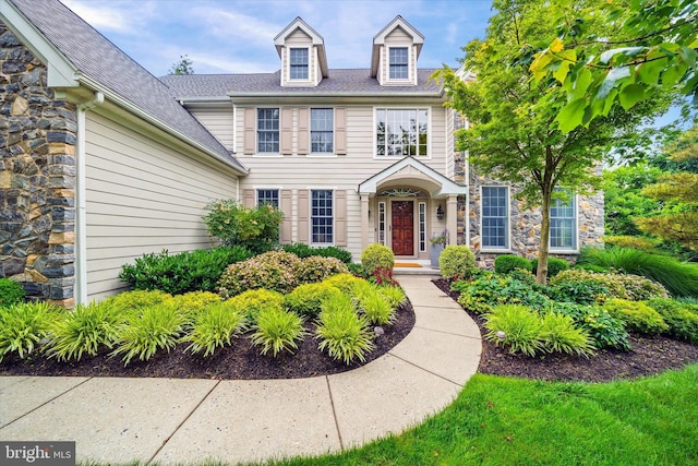 1 Derbyshire Way, Wilmington, DE 19807 - view of front of house with stone siding and a shingled roof