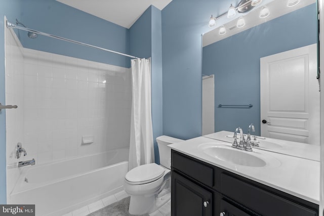 327 Astilbe Dr, Kennett Square, PA 19348 - full bathroom with toilet, shower / tub combo with curtain, vanity, and tile patterned flooring