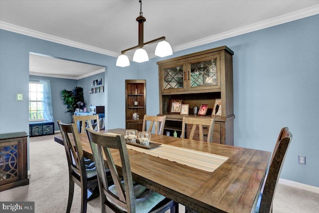 701 Antietam Dr, Douglassville, PA 19518 - dining space featuring light carpet, ornamental molding, and baseboards