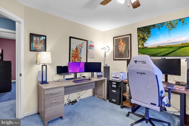 701 Antietam Dr, Douglassville, PA 19518 - carpeted home office with a ceiling fan and baseboards