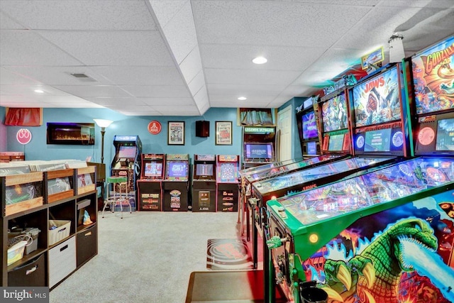 701 Antietam Dr, Douglassville, PA 19518 - game room featuring carpet floors and a paneled ceiling