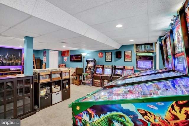 701 Antietam Dr, Douglassville, PA 19518 - game room featuring carpet and a drop ceiling