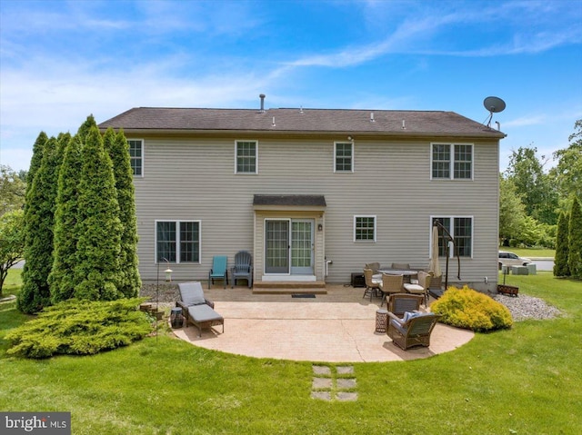 701 Antietam Dr, Douglassville, PA 19518 - back of house with a patio, a lawn, entry steps, and an outdoor living space
