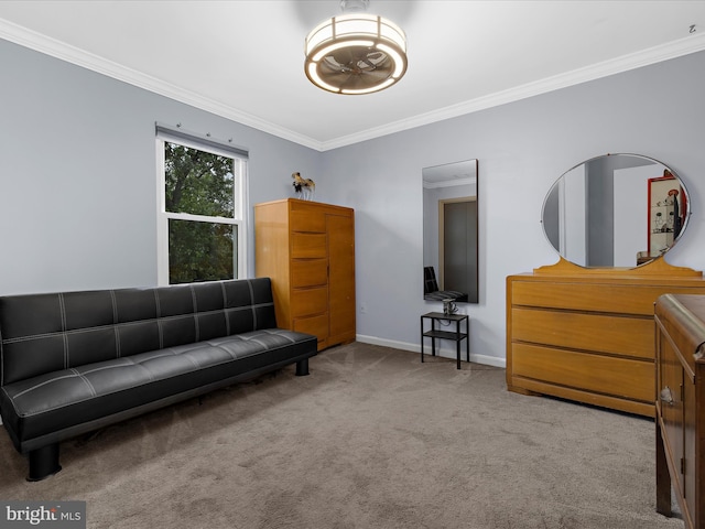 9112 Chesapeake Ave, Sparrows Point, MD 21219 - sitting room featuring ornamental molding, carpet, and baseboards