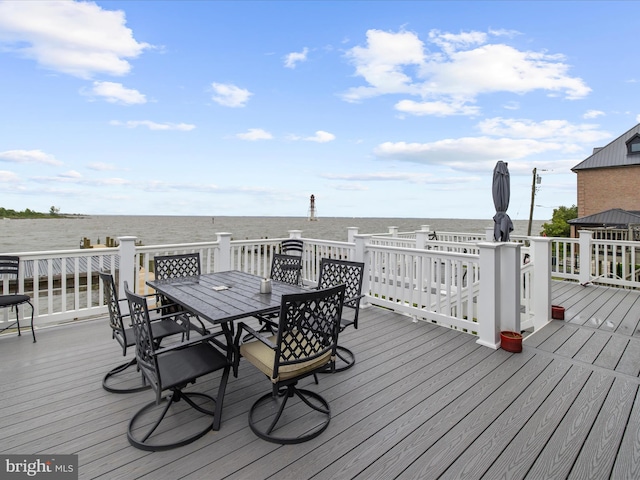 9112 Chesapeake Ave, Sparrows Point, MD 21219 - deck with outdoor dining space and a water view