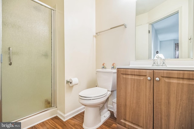 56 Ridgewood Way, Burlington, NJ 08016 - bathroom featuring a shower stall, vanity, toilet, and wood finished floors